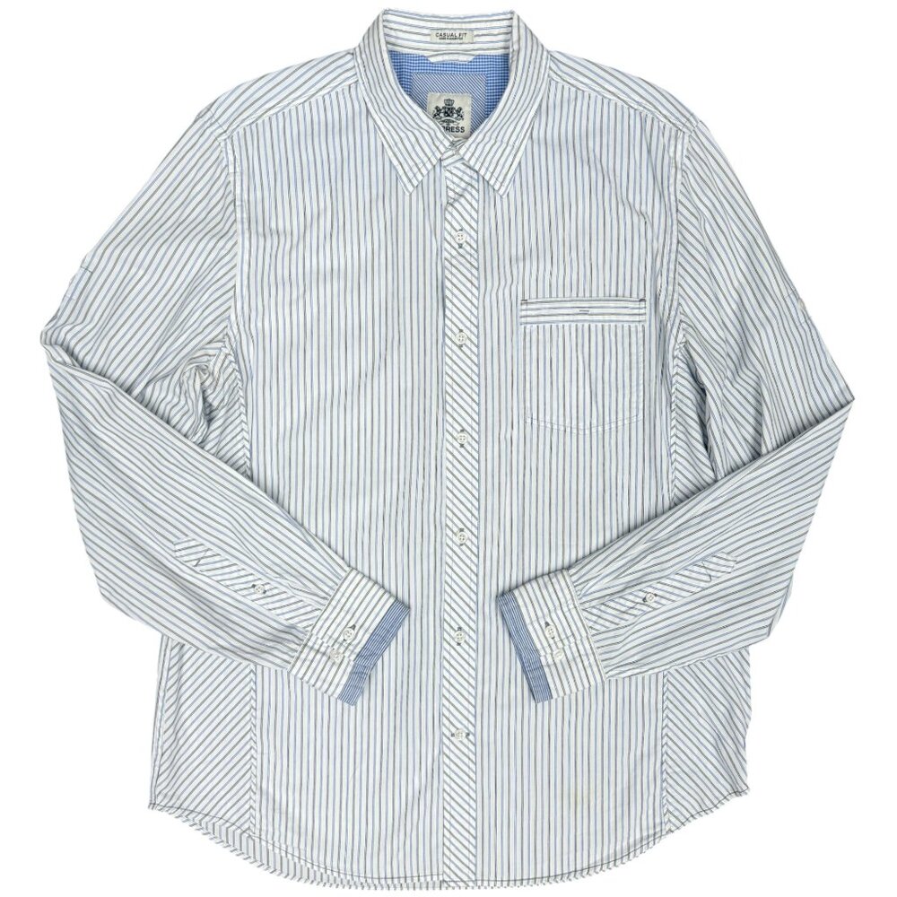 Men's EXPRESS Casual Fit Long Sleeve Dress Shirt Roll Sleeves | Size L (16-16.5)